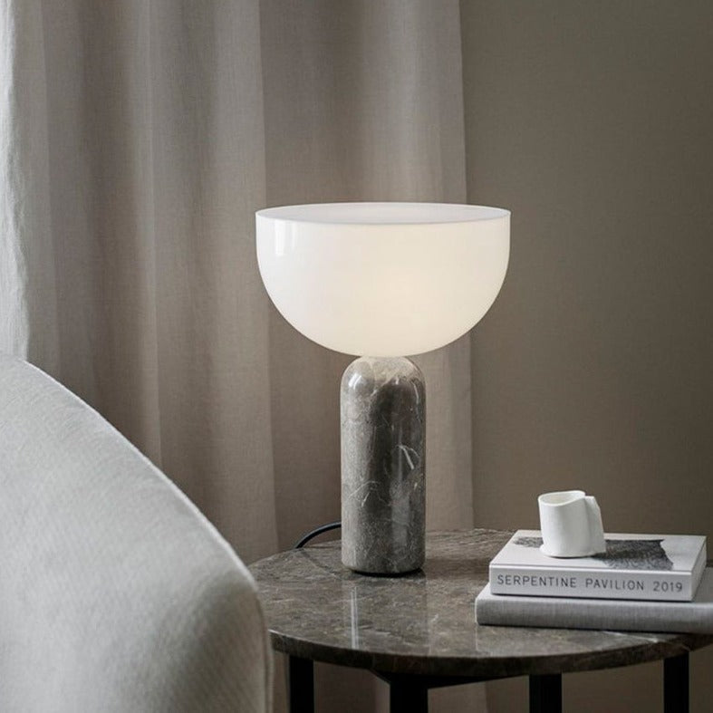 AureaStone Marble Lamp — Premium Fabric Shade, Natural Stone Base