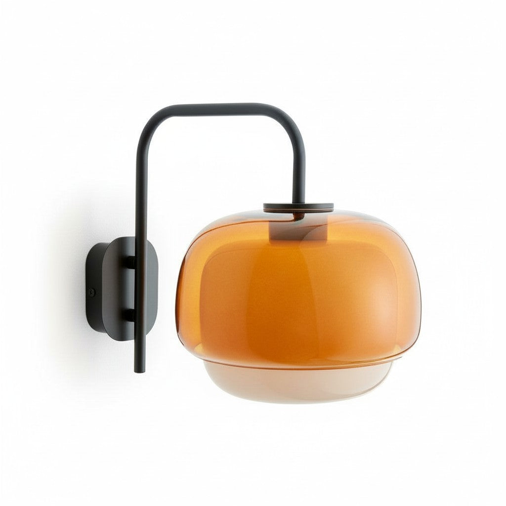 Colored Glass Wall Lamp — Round LED Shade, Green, Pink, Orange