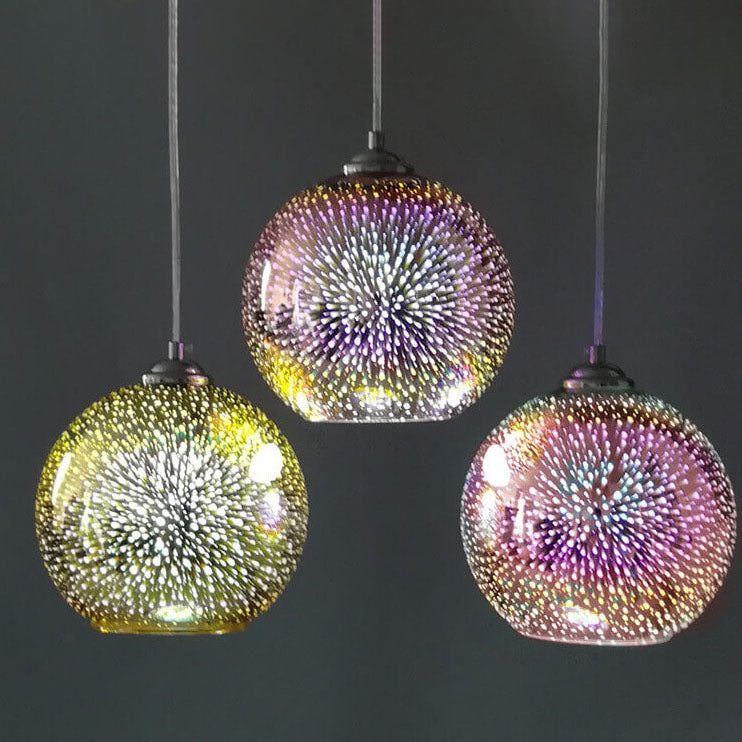 3D Glass Dome Pendant Light — Vibrant Colorful Dimensional Form