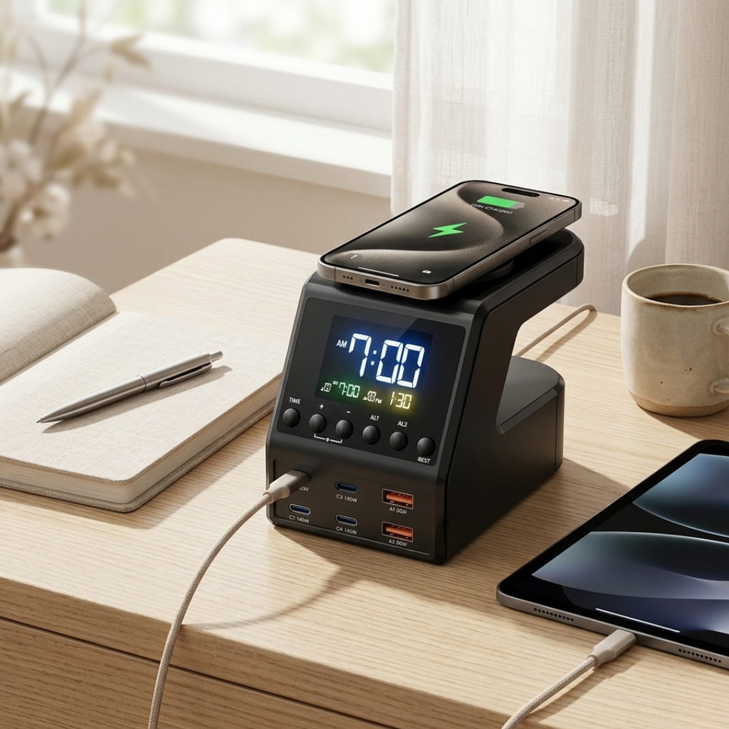 GaN-oplaadhub van 240 W - vier USB-C- en twee USB-A-uitgangen