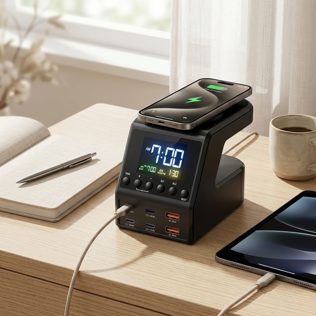 GaN-oplaadhub van 240 W - vier USB-C- en twee USB-A-uitgangen