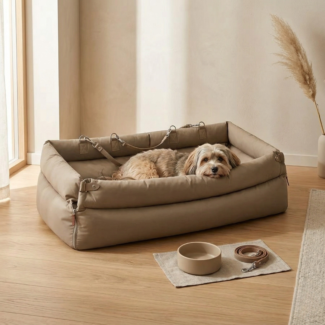 Asiento elevador premium para perros de piel sintética - acolchado grueso y protección del vehículo