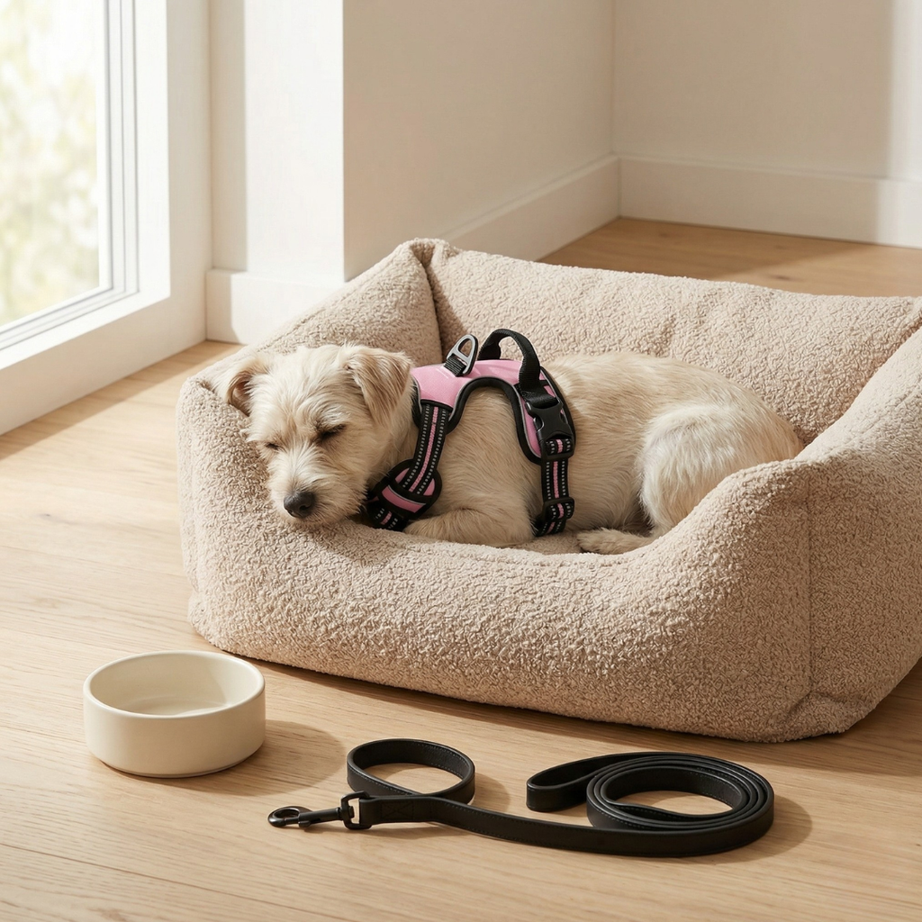 Set de arnés y collar a juego de ajuste seguro para perros pequeños y medianos