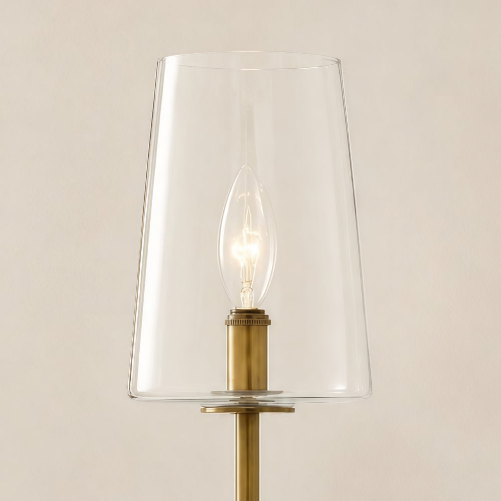 Wandlamp van helder glas — configuratie van één tot drie lampen