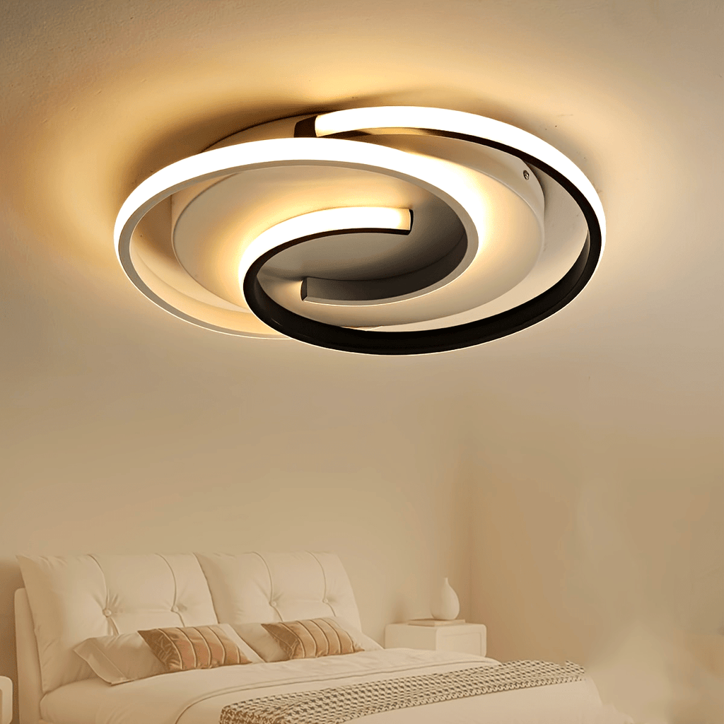 Modern LED Ceiling Light | Swirl Black & White Design | Wildoxy