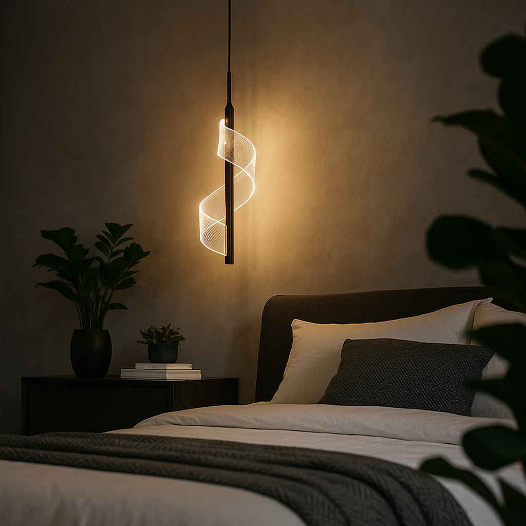 Lampă de perete LED spiralată - metal negru, difuzor acrilic