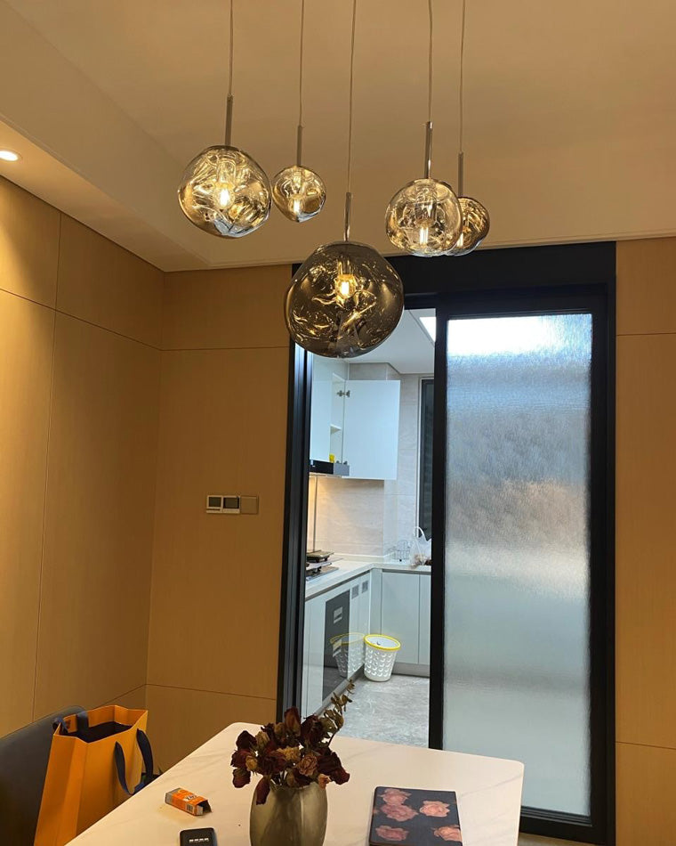 Abażurowa lampa wisząca z akrylu Melt Design - ściemnialna, ciepłe białe światło LED