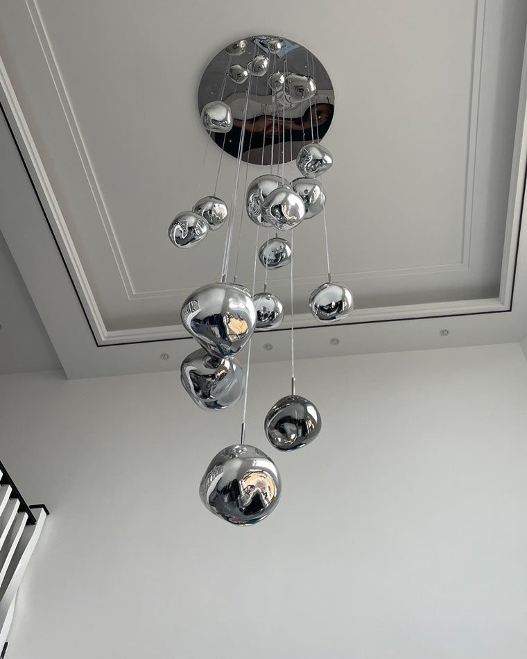 Abażurowa lampa wisząca z akrylu Melt Design - ściemnialna, ciepłe białe światło LED