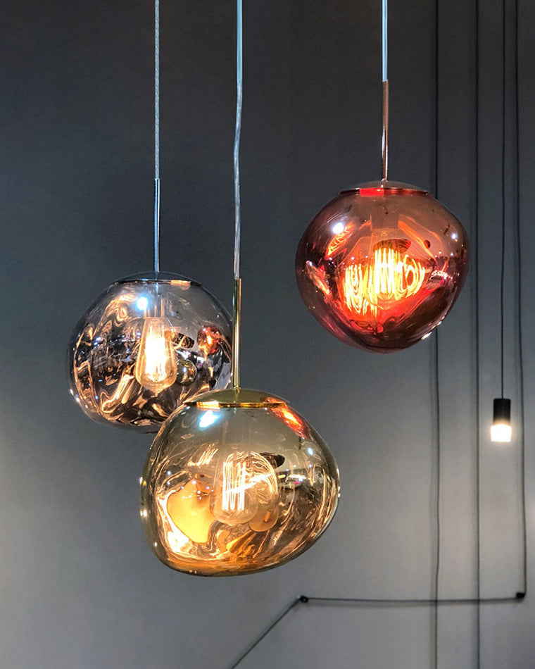 Abażurowa lampa wisząca z akrylu Melt Design - ściemnialna, ciepłe białe światło LED