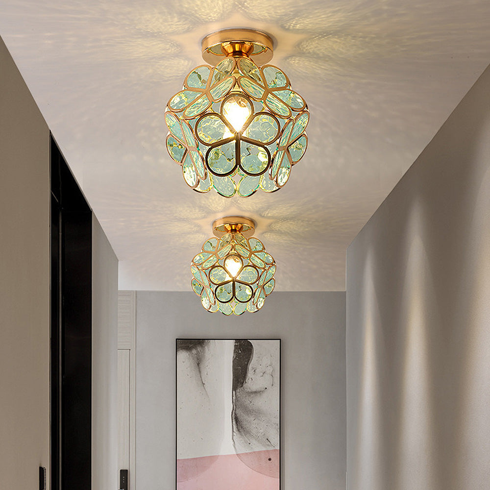Floyem-plafondlamp met gouden acrylbloem van 20cm