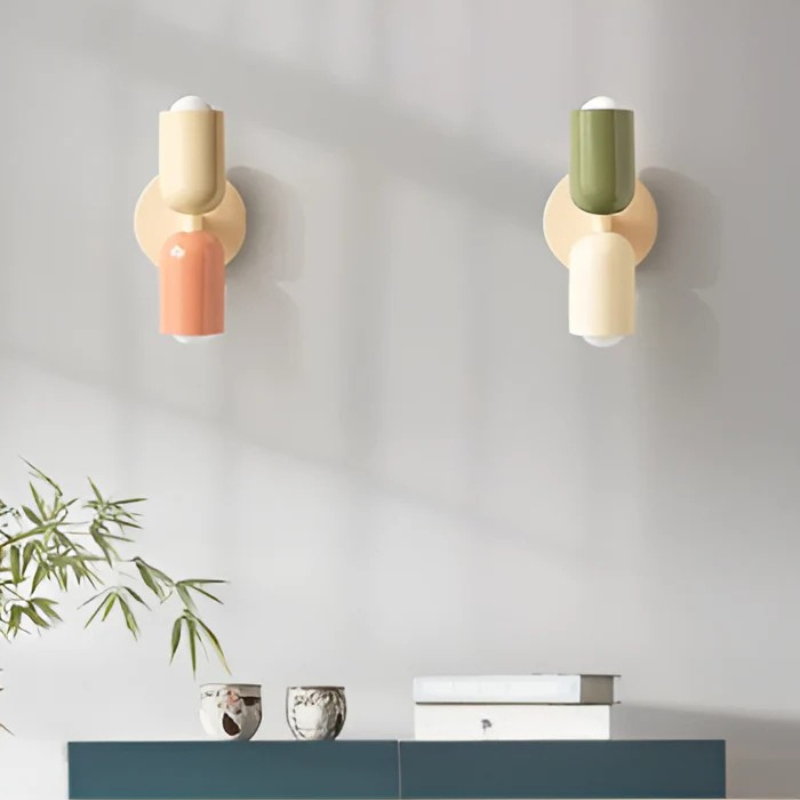 Lámpara de pared LED doble ajustable — Crema, rosa y verde