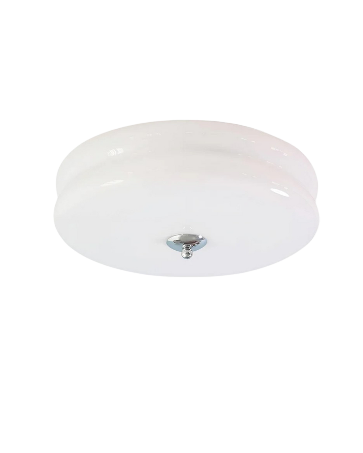 Lámpara de techo Art Déco — Beige, detalle cromado, luz cálida