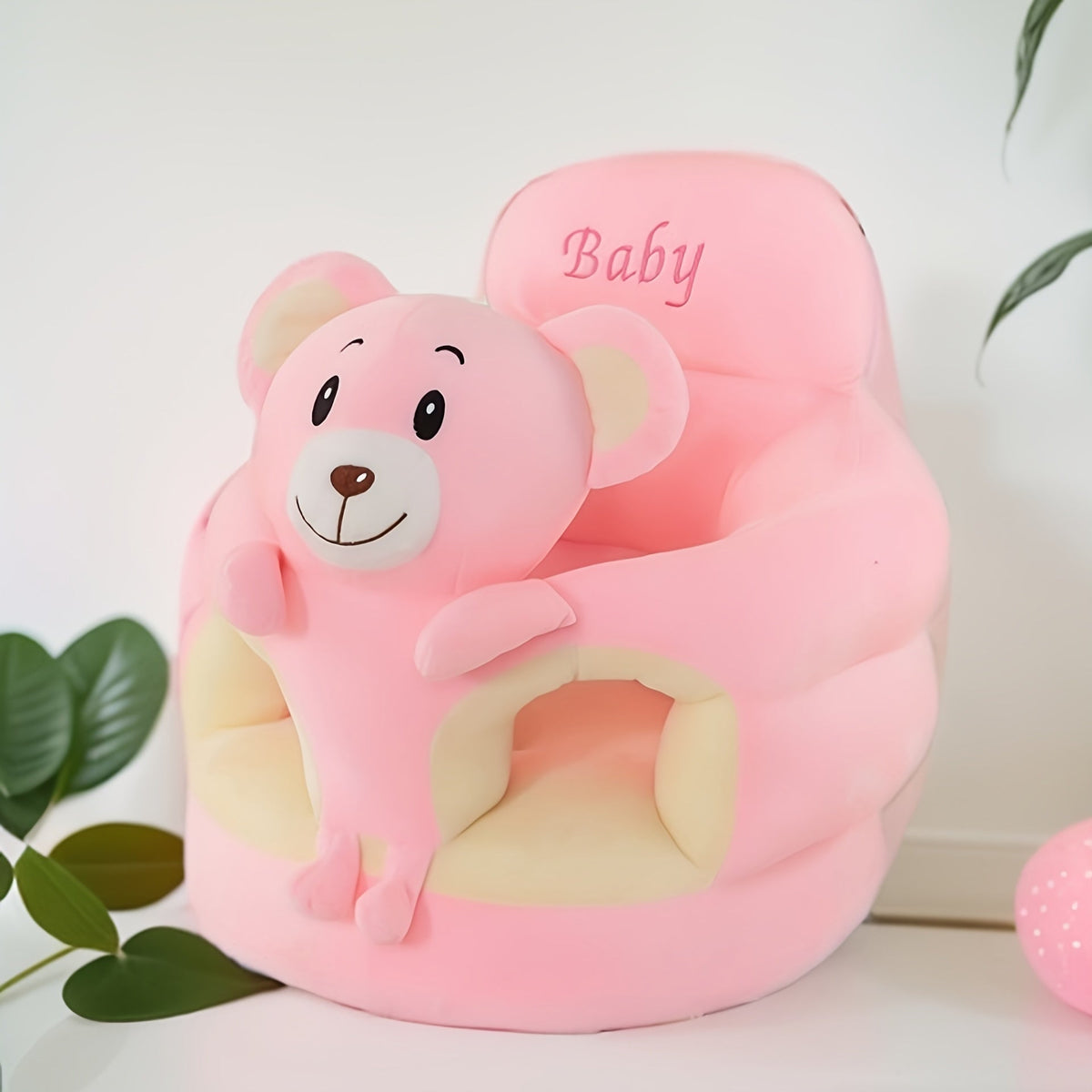 Plüsch-Babysitz zur Sitzunterstützung, 0–12 Monate, Grün, Grau