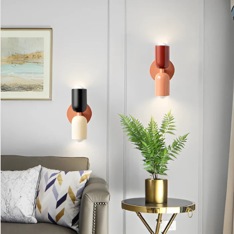 Lámpara de pared LED doble ajustable — Crema, rosa y verde