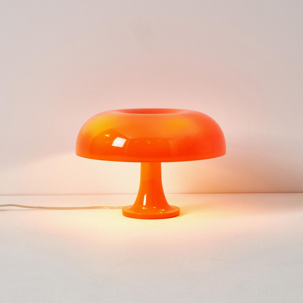 Retro lampa stołowa w kształcie grzybka — ściemniane, ciepłe białe światło