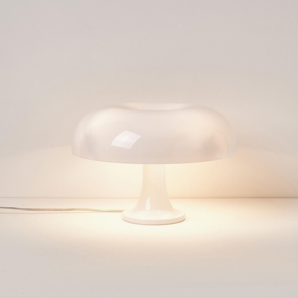 Retro lampa stołowa w kształcie grzybka — ściemniane, ciepłe białe światło