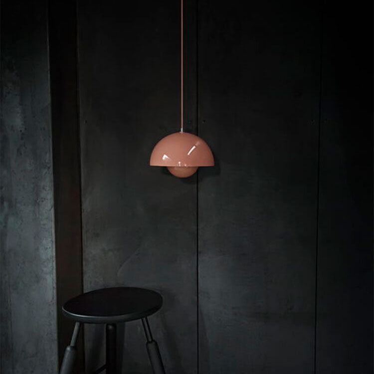 Lampă suspendată semicirculară scandinavă din metal, cu 1 bec