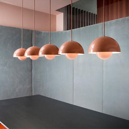 Lampă suspendată semicirculară scandinavă din metal, cu 1 bec