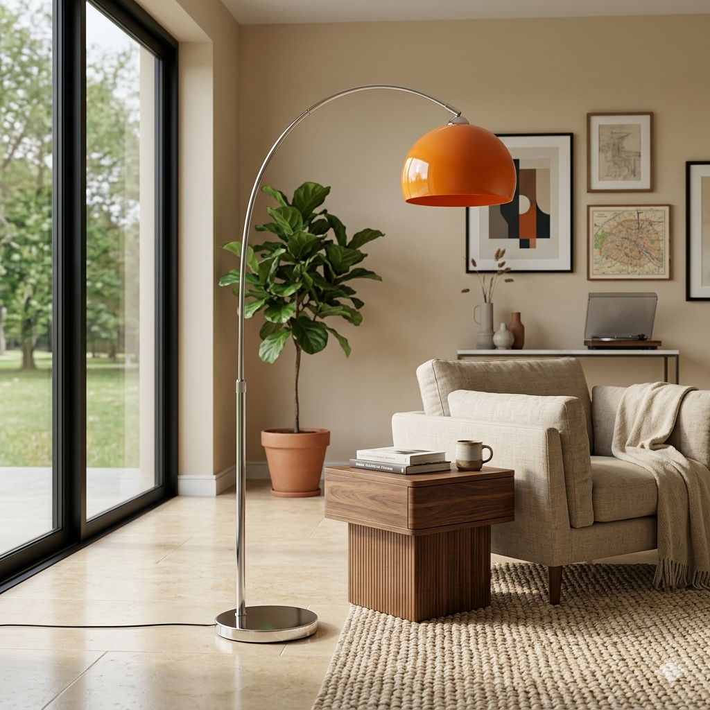 Lampadar modern cu arc — cupolă acrilică de 220 cm, structură metalică