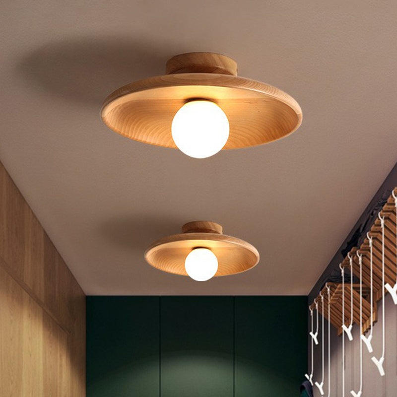 Modern Wooden Ceiling Light | Minimalist Semi-Flush Mount | Wildoxy