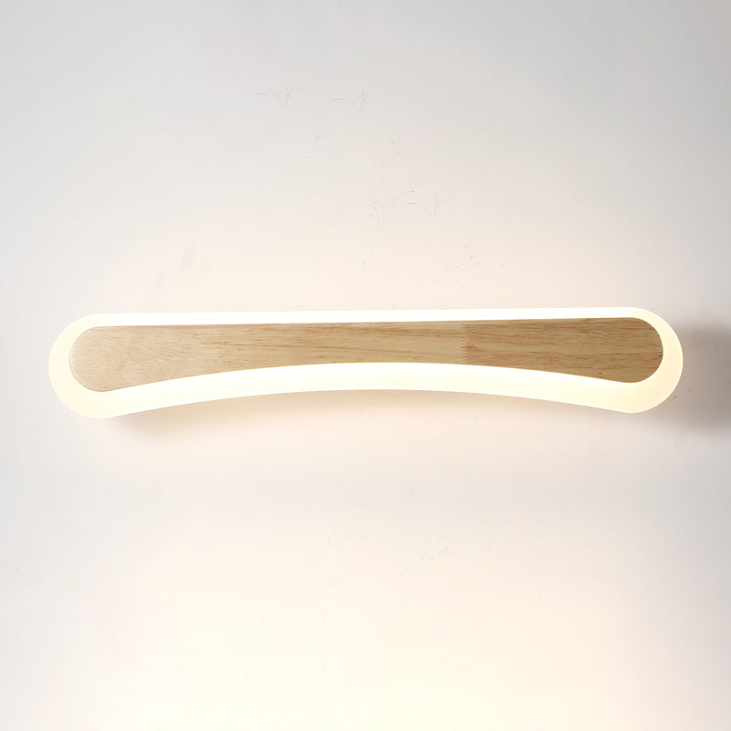Aplique de pared LED escandinavo de madera, pantalla acrílica de 40/60/80 cm