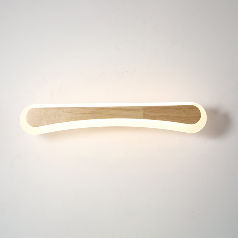 Aplique de pared LED escandinavo de madera, pantalla acrílica de 40/60/80 cm