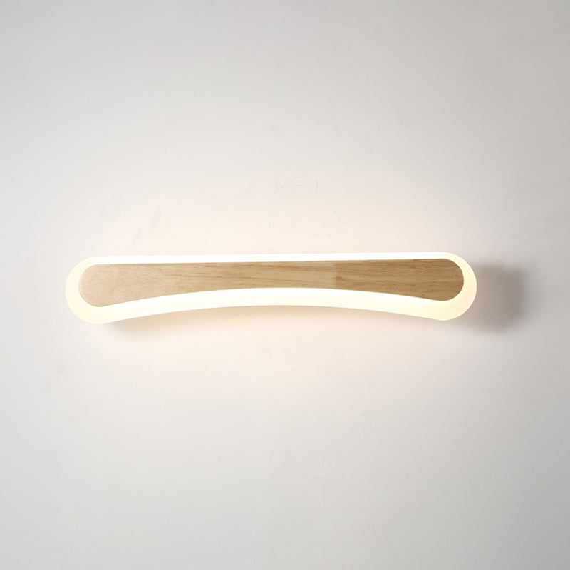 Aplique de pared LED escandinavo de madera, pantalla acrílica de 40/60/80 cm