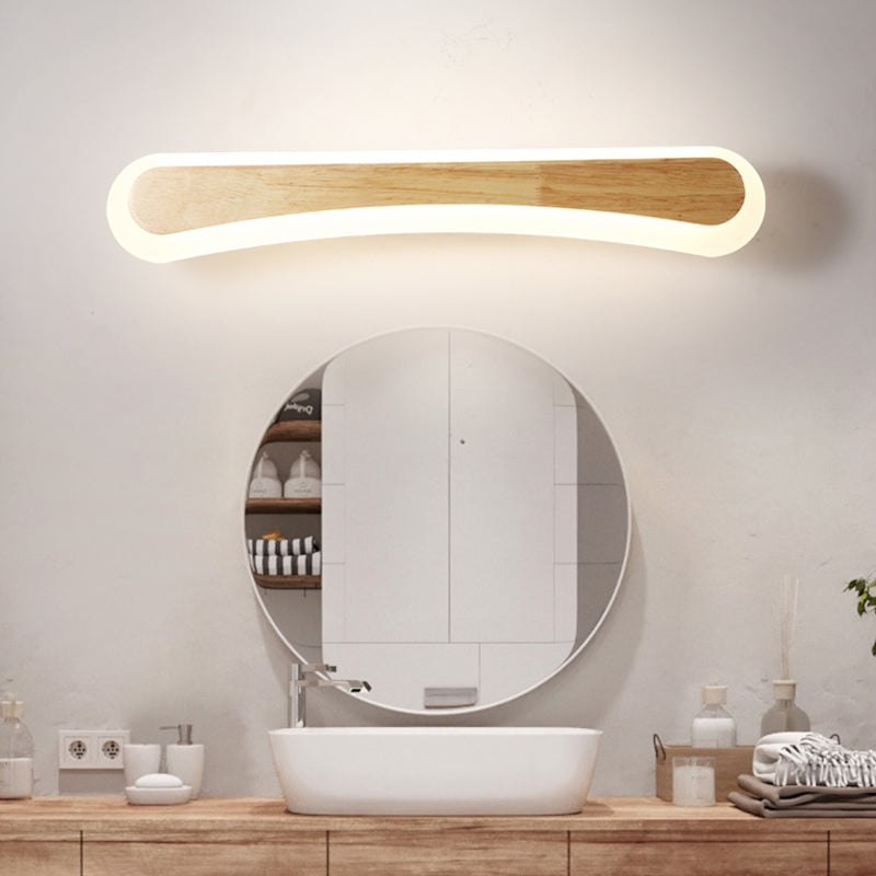 Aplique de pared LED escandinavo de madera, pantalla acrílica de 40/60/80 cm