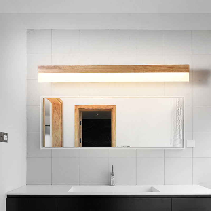 Aplique de pared LED escandinavo de madera, pantalla acrílica de 40/60/80 cm