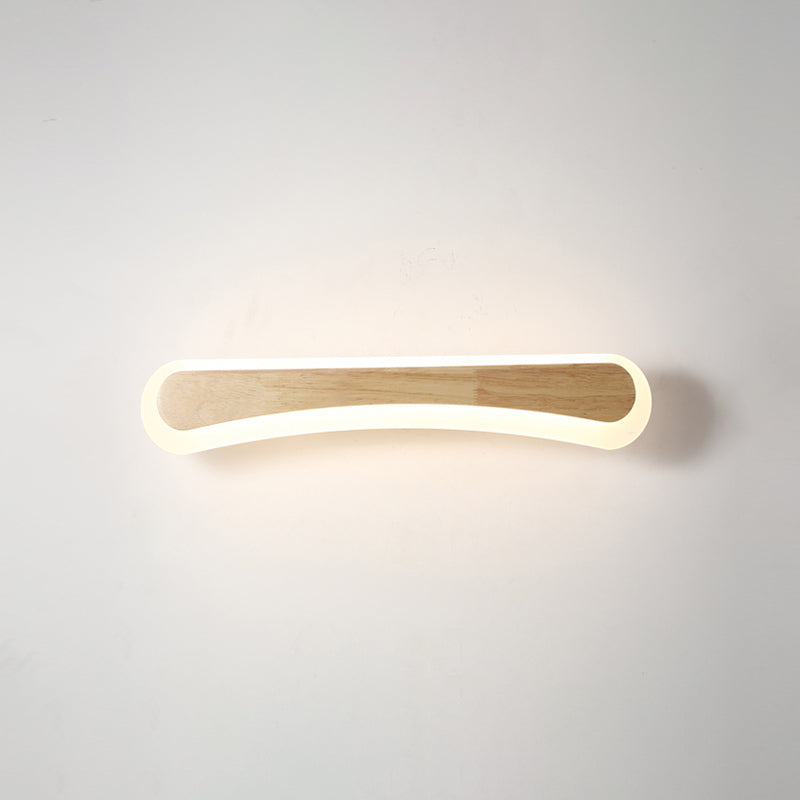 Aplique de pared LED escandinavo de madera, pantalla acrílica de 40/60/80 cm