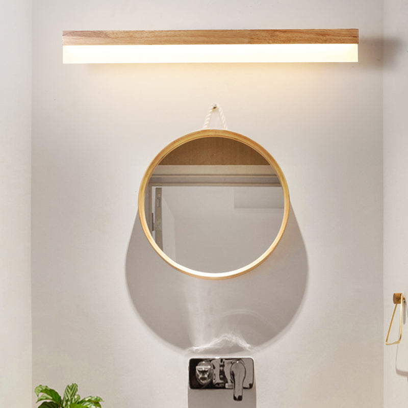 Aplique de pared LED escandinavo de madera, pantalla acrílica de 40/60/80 cm