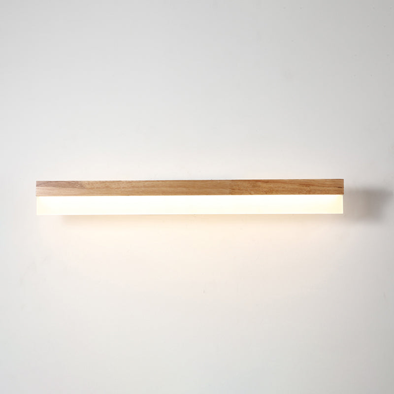 Aplique de pared LED escandinavo de madera, pantalla acrílica de 40/60/80 cm