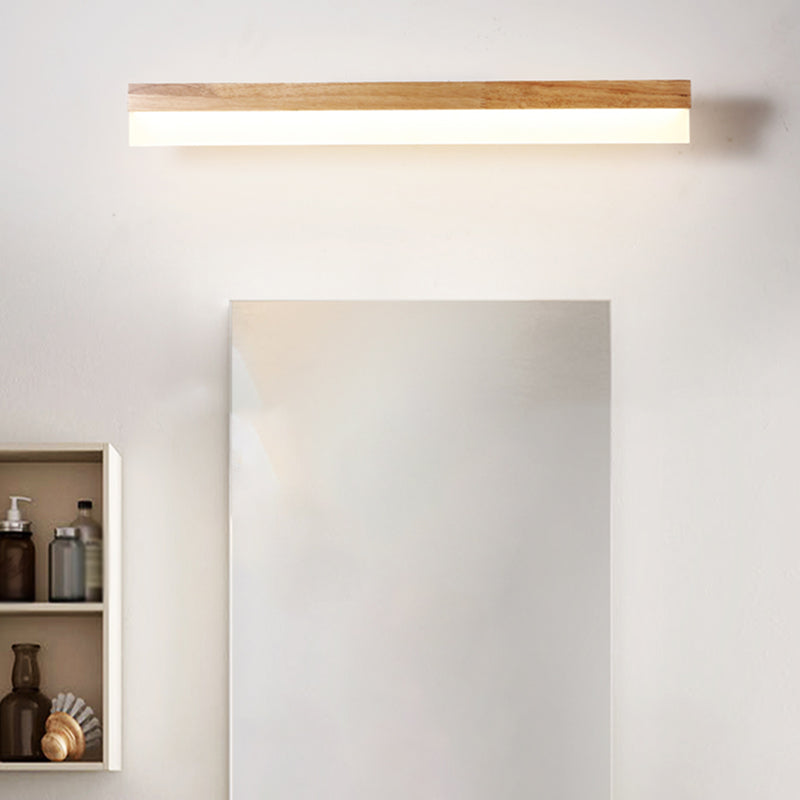 Aplique de pared LED escandinavo de madera, pantalla acrílica de 40/60/80 cm