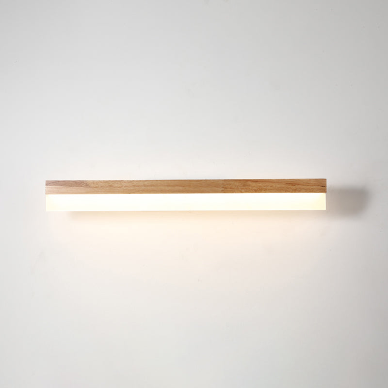 Aplique de pared LED escandinavo de madera, pantalla acrílica de 40/60/80 cm