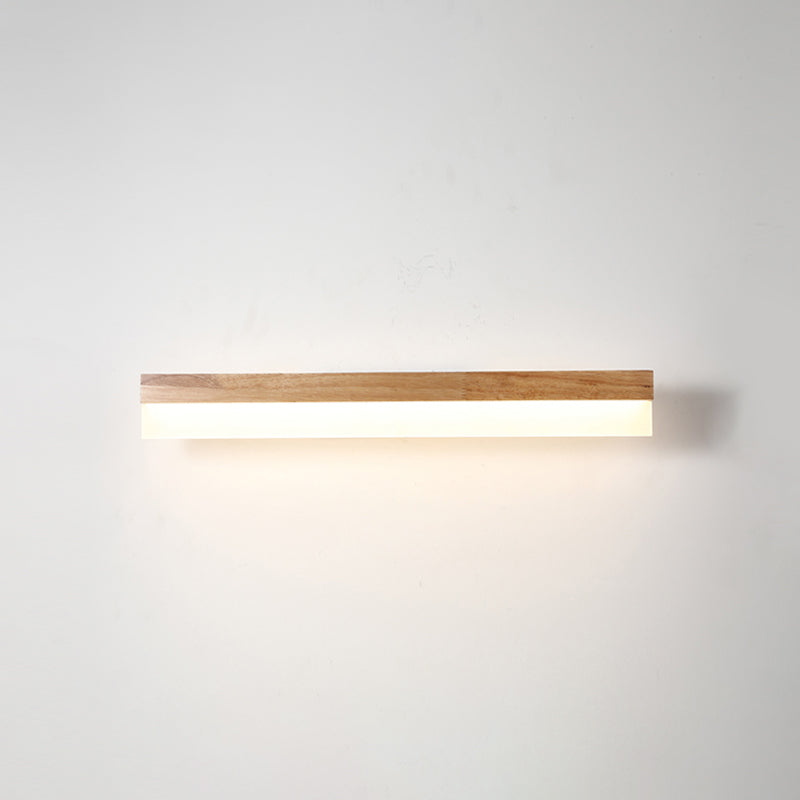 Aplique de pared LED escandinavo de madera, pantalla acrílica de 40/60/80 cm