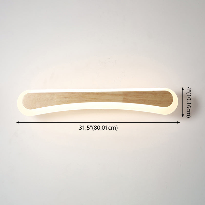 Aplique de pared LED escandinavo de madera, pantalla acrílica de 40/60/80 cm