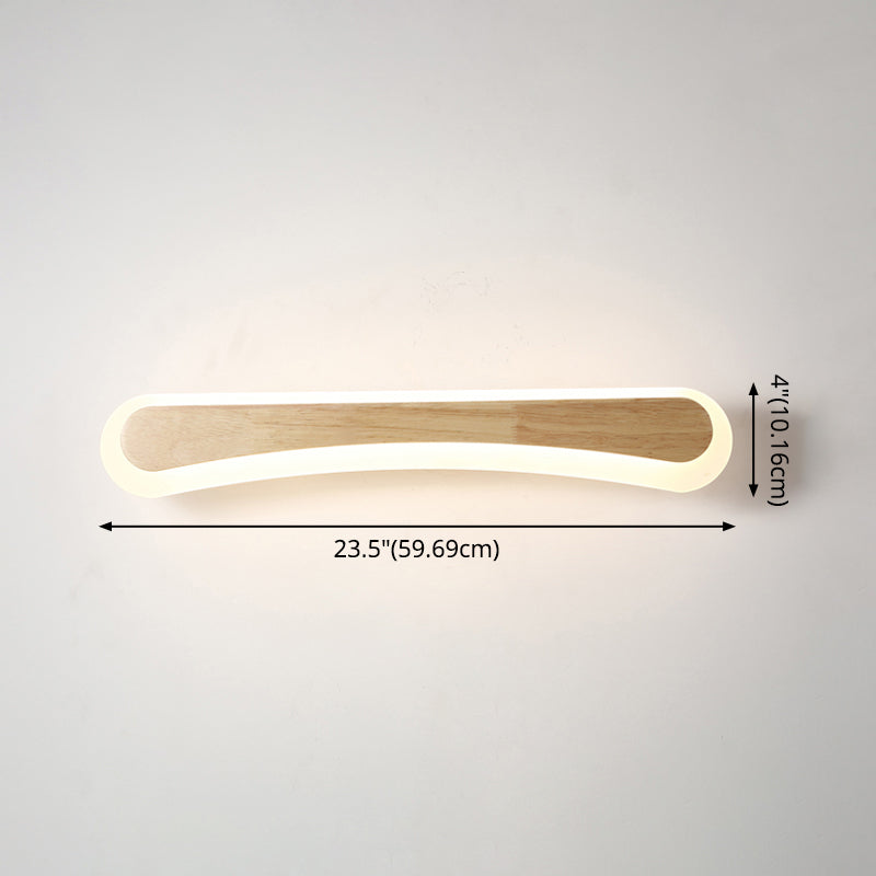 Aplique de pared LED escandinavo de madera, pantalla acrílica de 40/60/80 cm