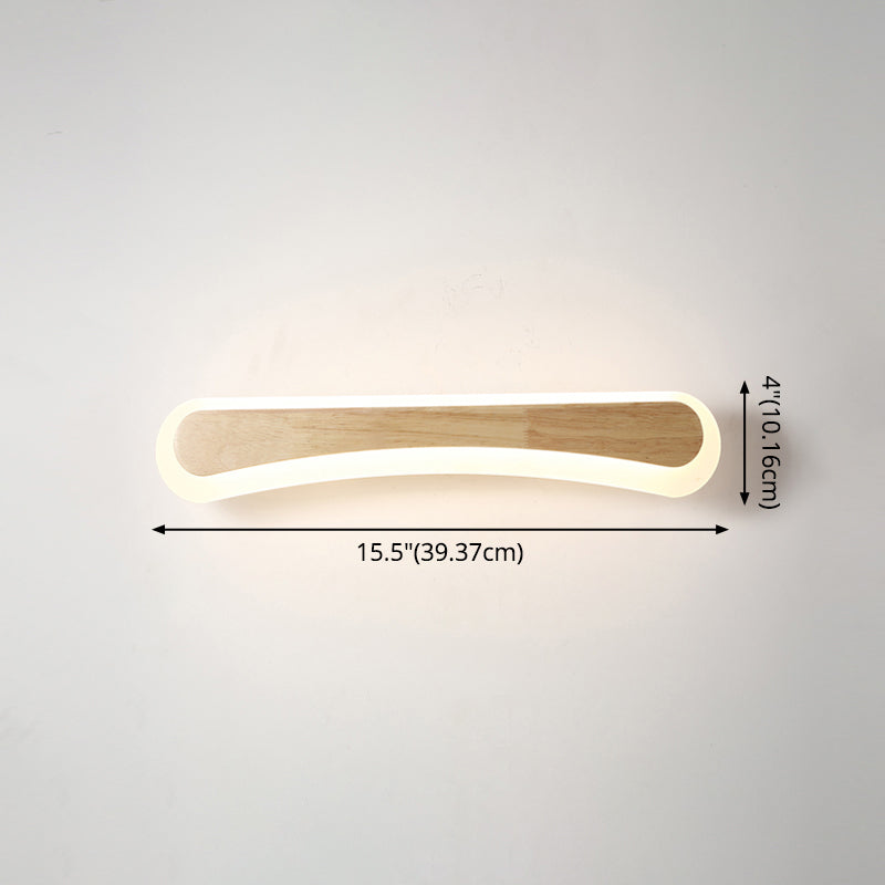 Aplique de pared LED escandinavo de madera, pantalla acrílica de 40/60/80 cm