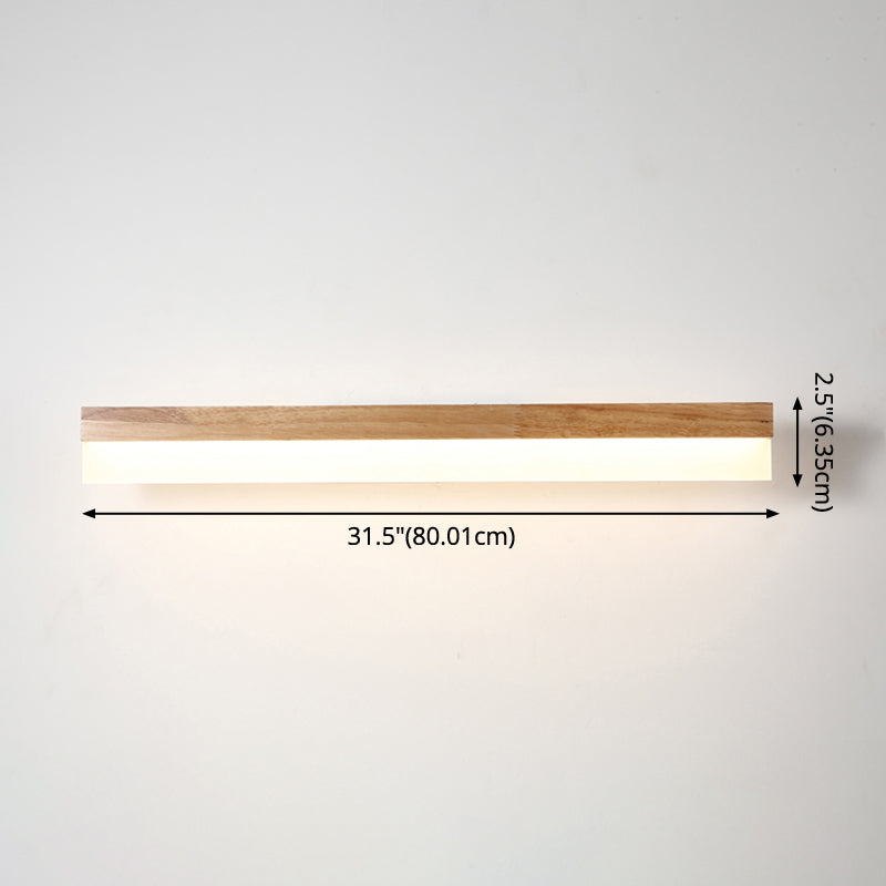 Aplique de pared LED escandinavo de madera, pantalla acrílica de 40/60/80 cm