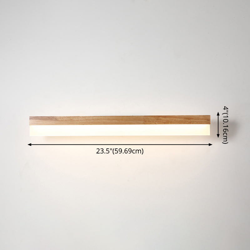 Aplique de pared LED escandinavo de madera, pantalla acrílica de 40/60/80 cm