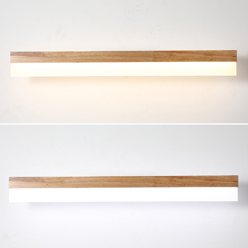 Aplique de pared LED escandinavo de madera, pantalla acrílica de 40/60/80 cm