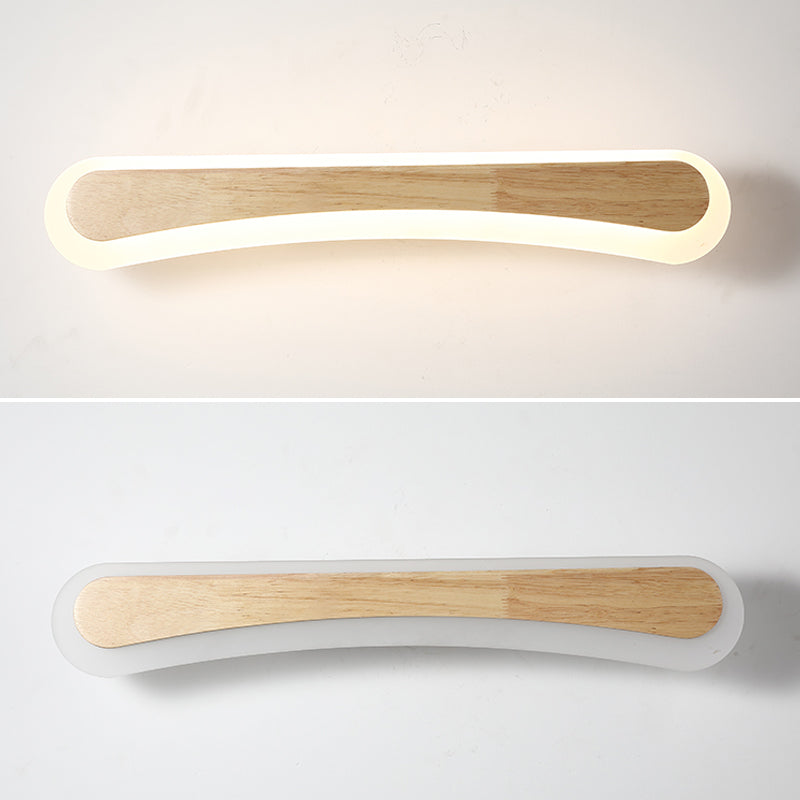 Aplique de pared LED escandinavo de madera, pantalla acrílica de 40/60/80 cm