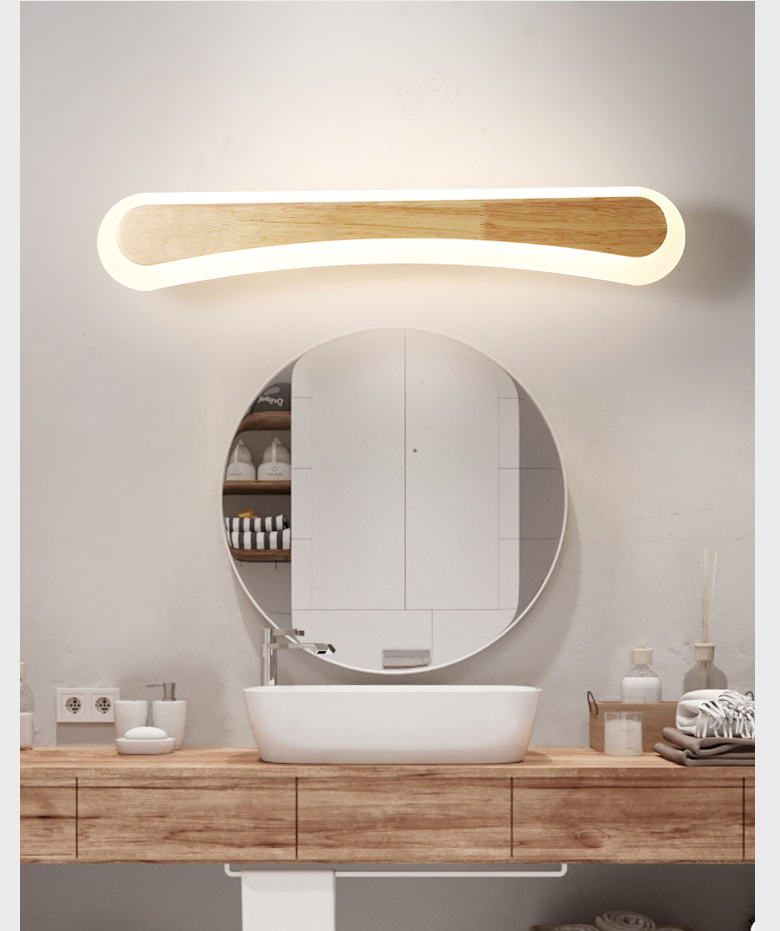 Aplique de pared LED escandinavo de madera, pantalla acrílica de 40/60/80 cm