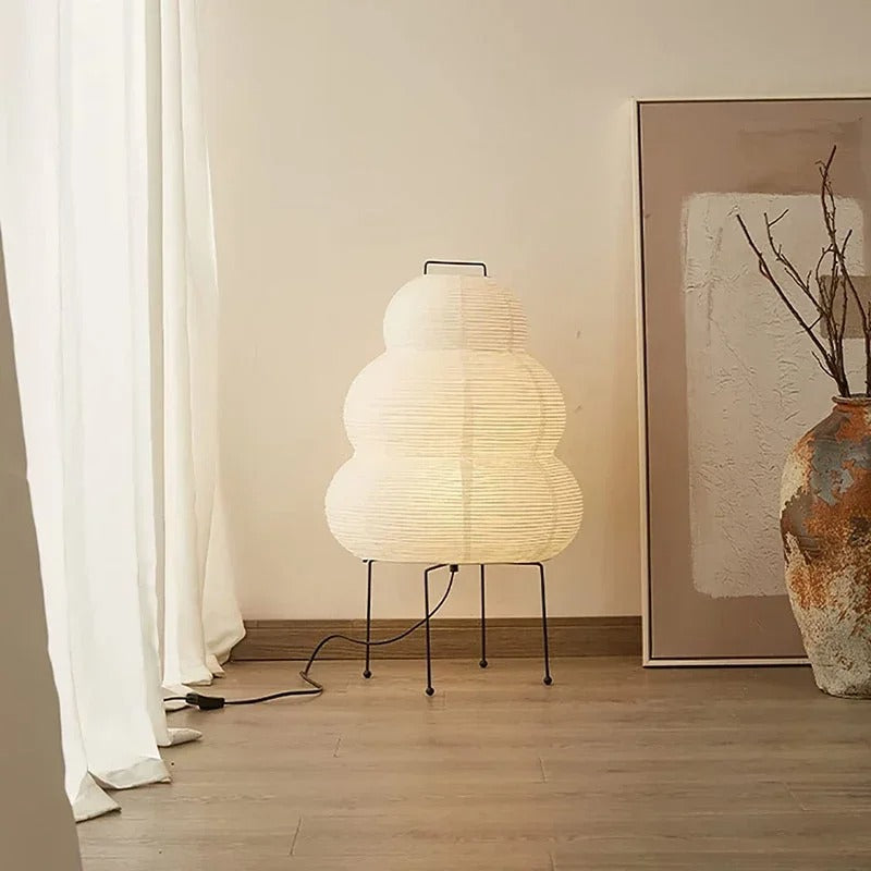 KumoLumi Floor Lamp — White Washi Rice Paper Diffuser, Soft Diffused Glow
