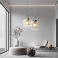 Solmere Nordic Glass Pendant Lamp — Fluted Stripe Glass, Integrated LED Lighting