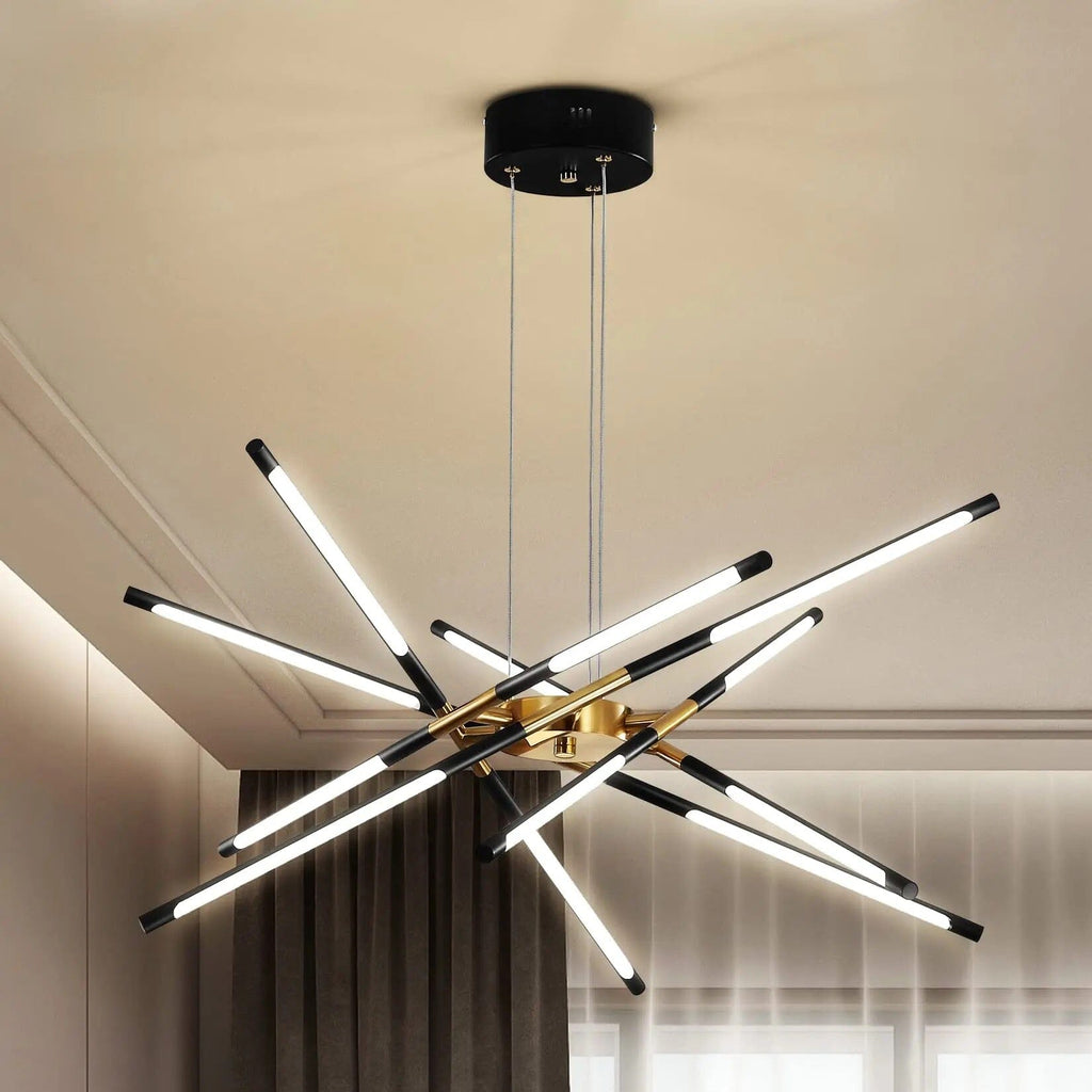 Nexa Iron Chandelier — Angular Geometric Design, Modern Lighting Fixture