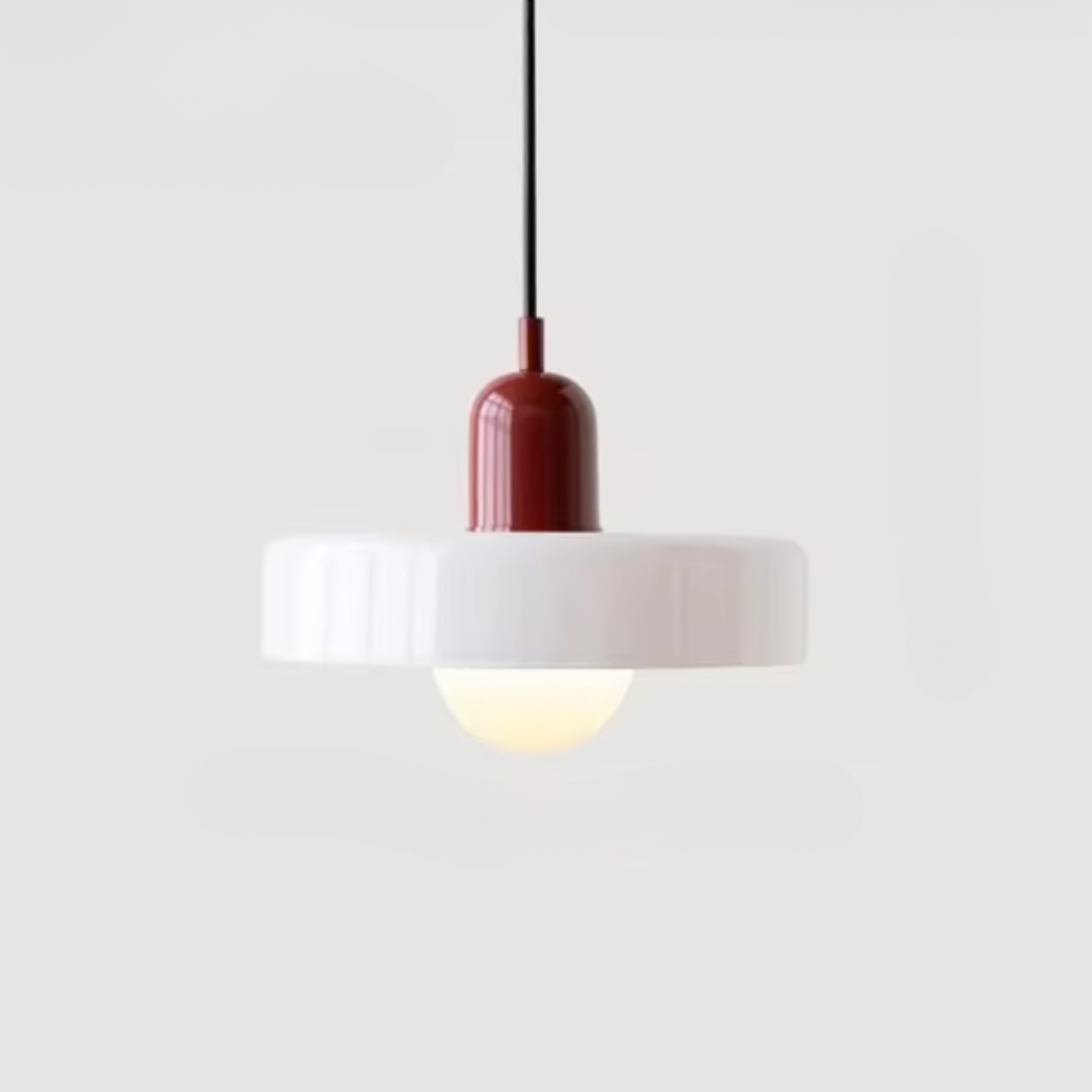 Lámpara colgante de vidrio – Pantalla Bauhaus de doble color
