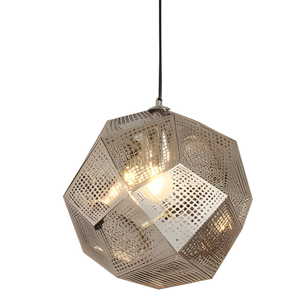 LichtDesign Geometric Round Pendant Lamp — 40 cm Diameter, Durable Black Metal