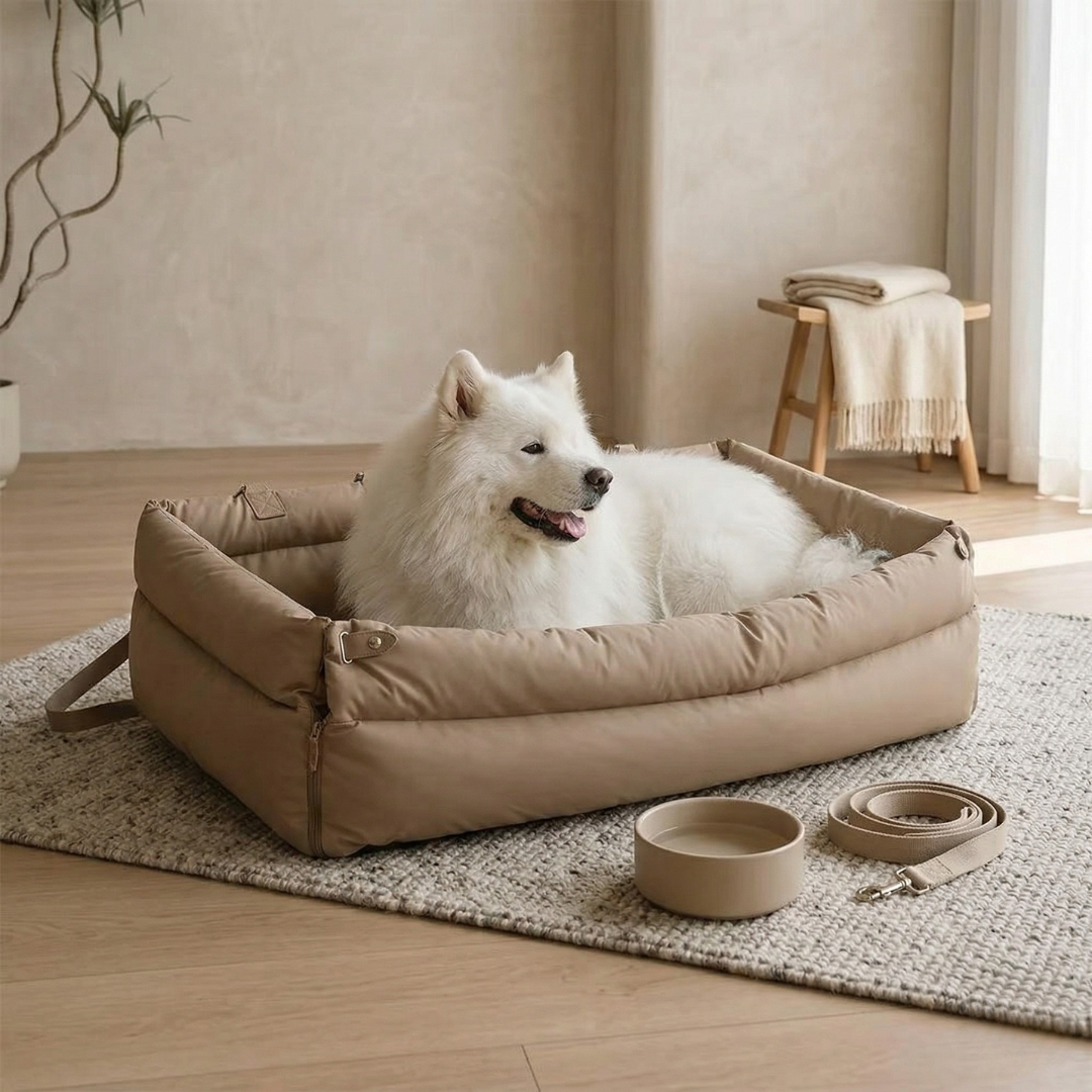 Asiento elevador premium para perros de piel sintética - acolchado grueso y protección del vehículo