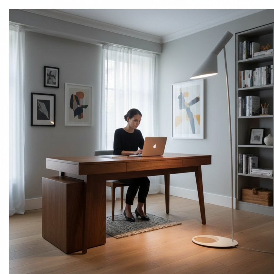 Nordic Minimalist LED Floor Lamp — Anti-Glare Illumination, Streamlined Silhouette